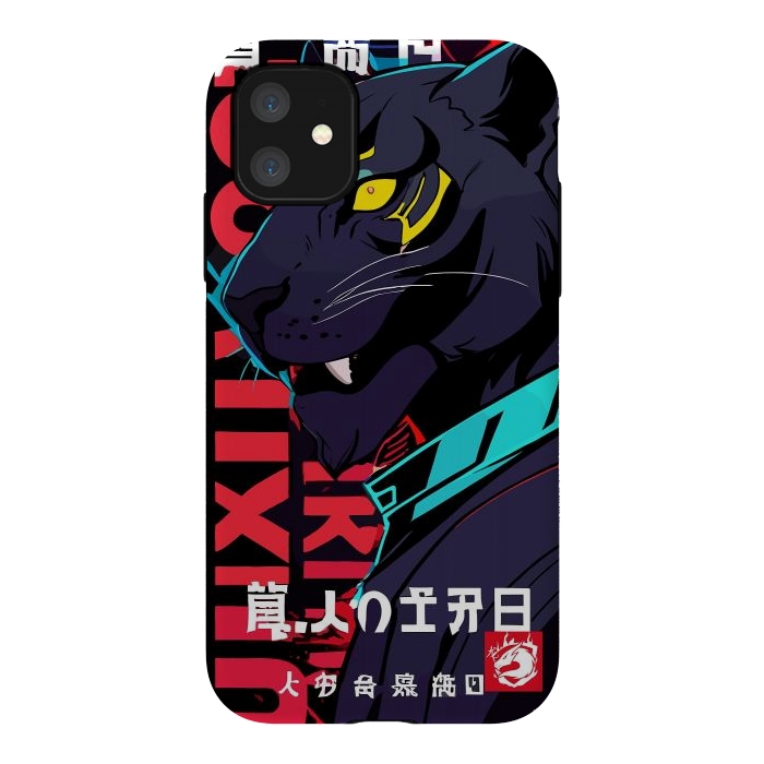 iPhone 11 StrongFit Cyberpunk Blue Panther by LM2Kone