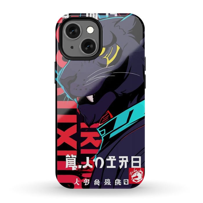 iPhone 12 mini StrongFit Cyberpunk Blue Panther by LM2Kone