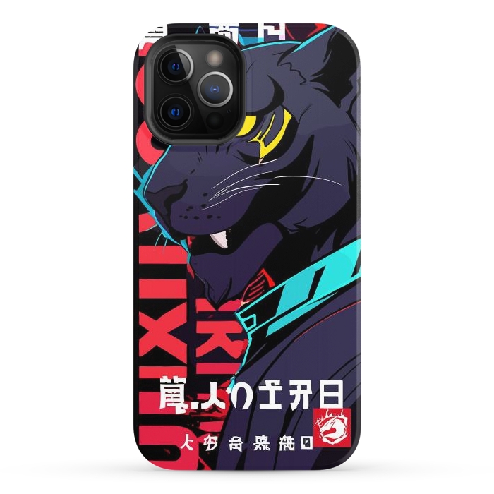 iPhone 12 Pro StrongFit Cyberpunk Blue Panther by LM2Kone