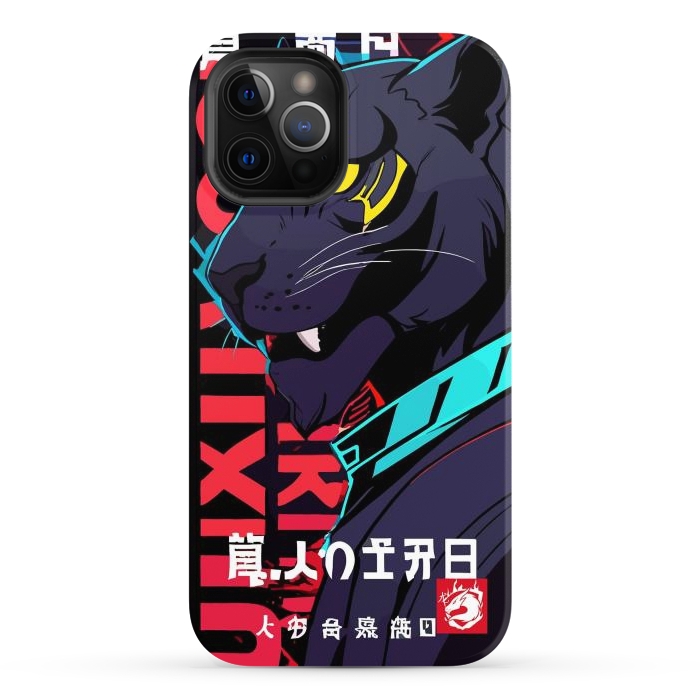 iPhone 12 Pro Max StrongFit Cyberpunk Blue Panther by LM2Kone