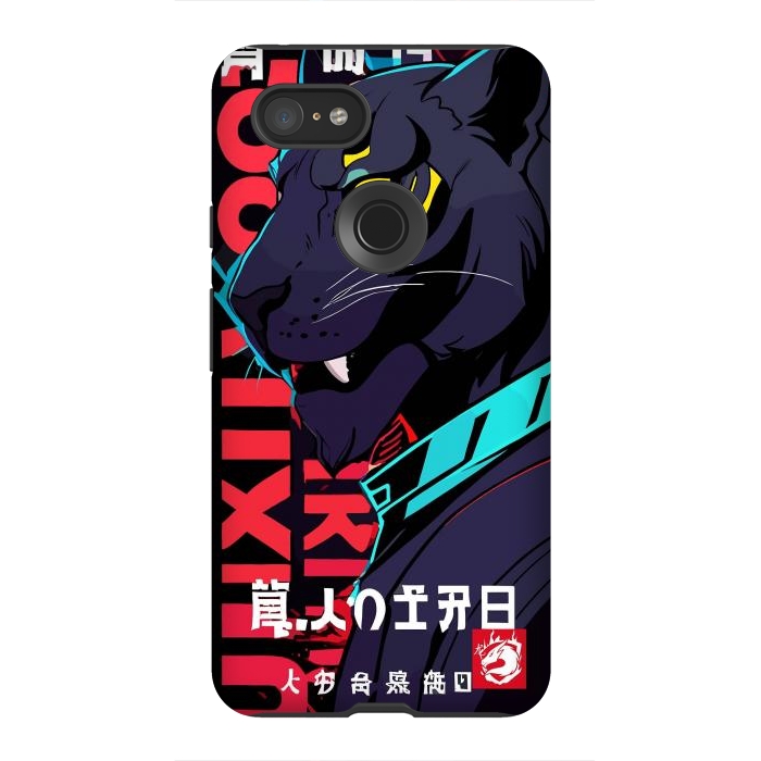 Pixel 3XL StrongFit Cyberpunk Blue Panther by LM2Kone