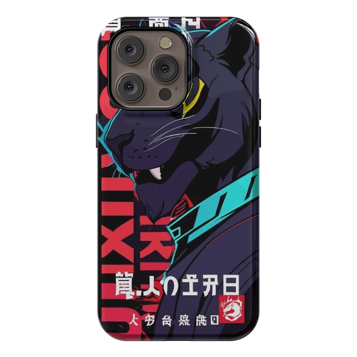 iPhone 14 Pro max StrongFit Cyberpunk Blue Panther by LM2Kone