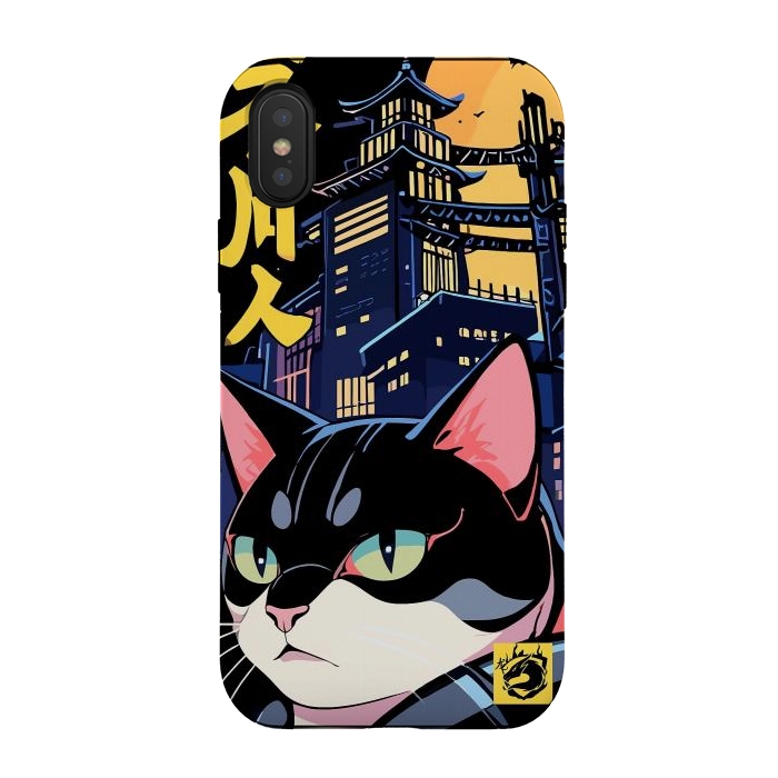 iPhone Xs / X StrongFit Halloween Cat Japan by LM2Kone