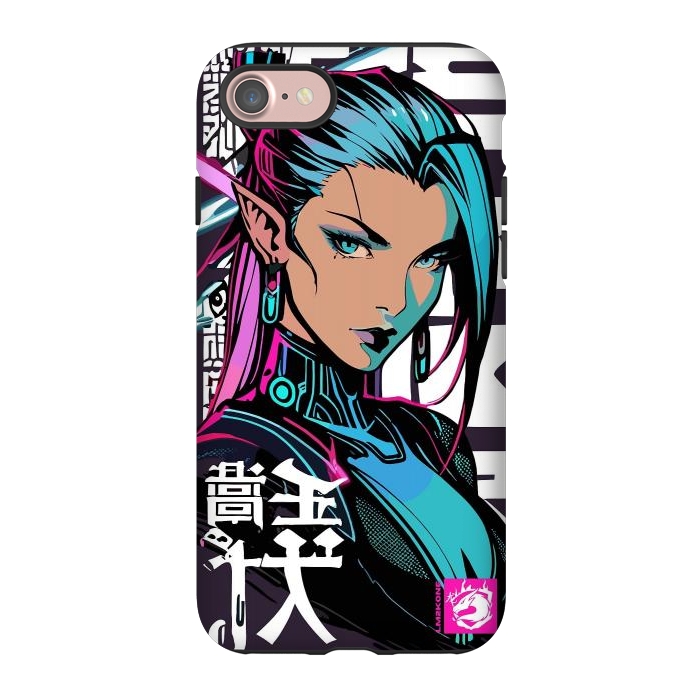 iPhone 7 StrongFit Cyberpunk Neon Woman by LM2Kone