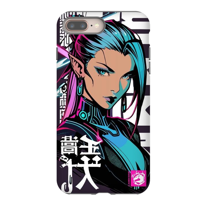 iPhone 7 plus StrongFit Cyberpunk Neon Woman by LM2Kone