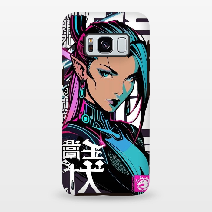 Galaxy S8 plus StrongFit Cyberpunk Neon Woman by LM2Kone