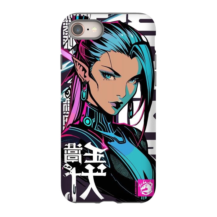 iPhone 8 StrongFit Cyberpunk Neon Woman by LM2Kone