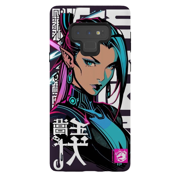 Galaxy Note 9 StrongFit Cyberpunk Neon Woman by LM2Kone