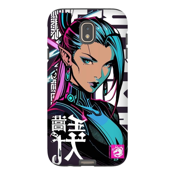 Galaxy J7 StrongFit Cyberpunk Neon Woman by LM2Kone