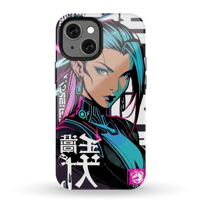 iPhone 12 mini StrongFit Cyberpunk Neon Woman by LM2Kone