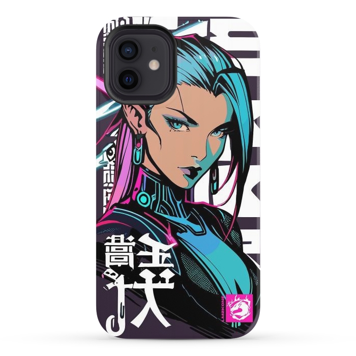 iPhone 12 StrongFit Cyberpunk Neon Woman by LM2Kone