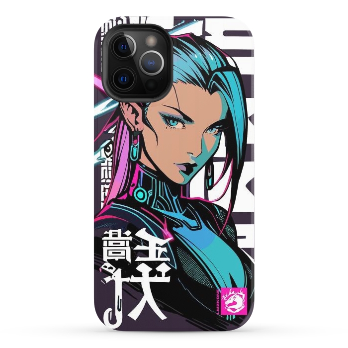 iPhone 12 Pro StrongFit Cyberpunk Neon Woman by LM2Kone