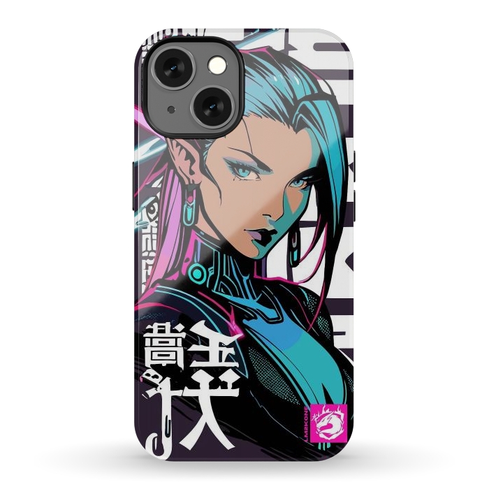 iPhone 13 StrongFit Cyberpunk Neon Woman by LM2Kone