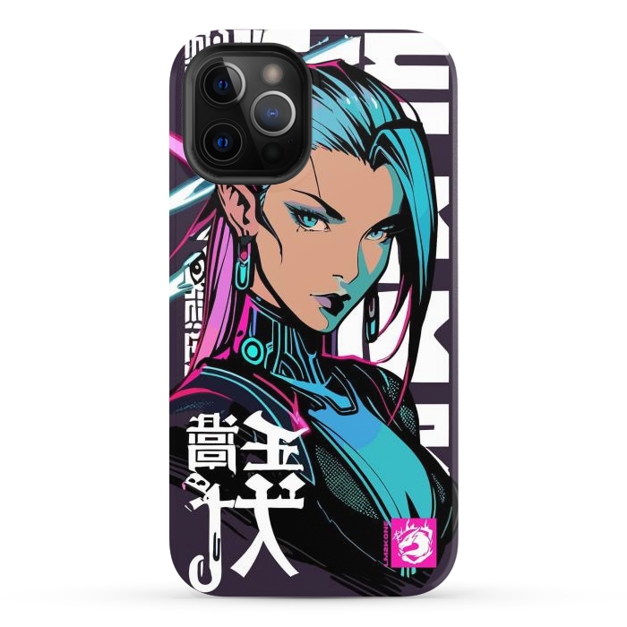 iPhone 12 Pro Max StrongFit Cyberpunk Neon Woman by LM2Kone