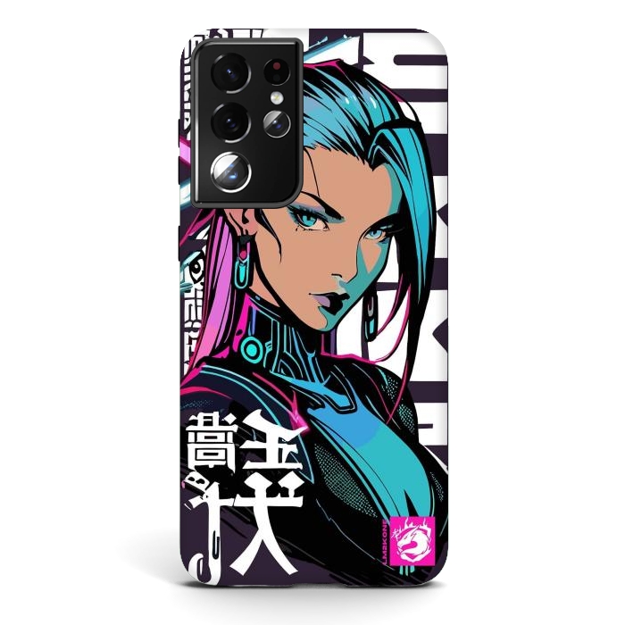 Galaxy S21 ultra StrongFit Cyberpunk Neon Woman by LM2Kone