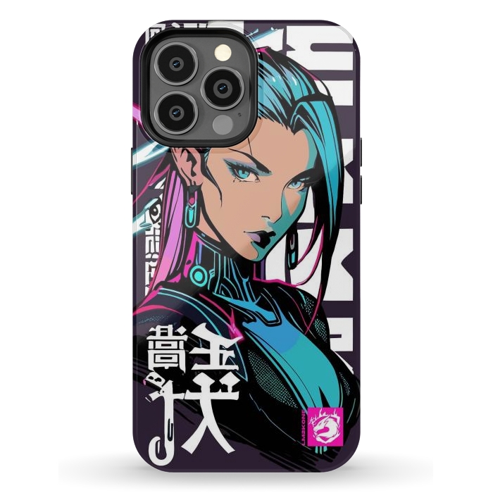 iPhone 13 Pro Max StrongFit Cyberpunk Neon Woman by LM2Kone