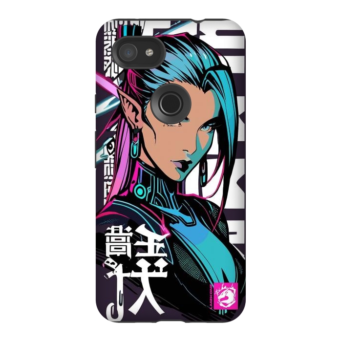 Pixel 3AXL StrongFit Cyberpunk Neon Woman by LM2Kone