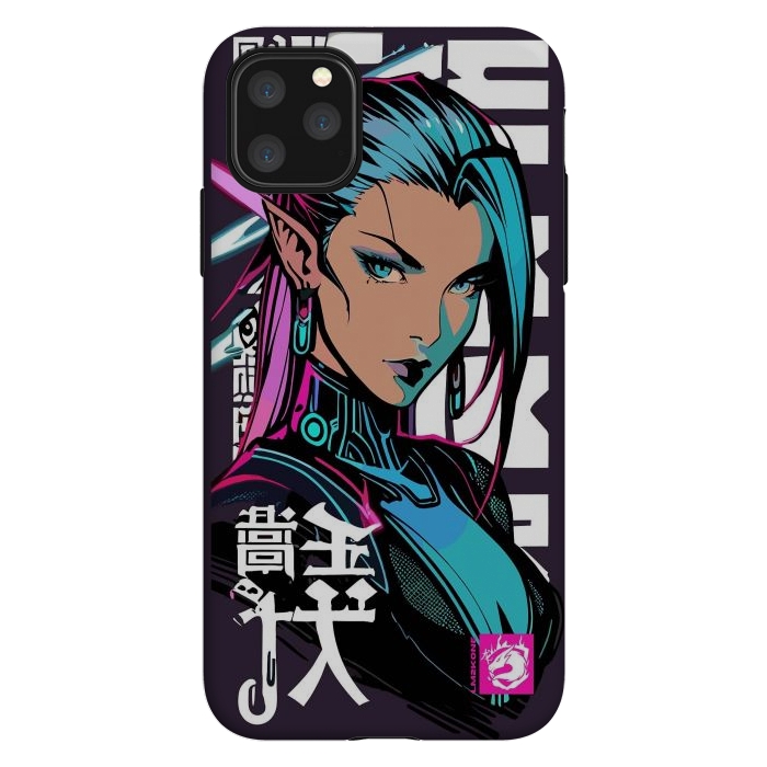 iPhone 11 Pro Max StrongFit Cyberpunk Neon Woman by LM2Kone