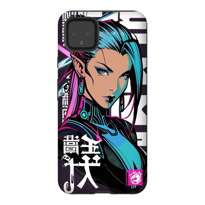 Pixel 4XL StrongFit Cyberpunk Neon Woman by LM2Kone