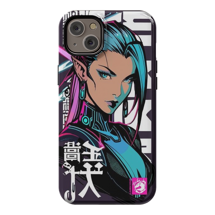 iPhone 14 Plus StrongFit Cyberpunk Neon Woman by LM2Kone