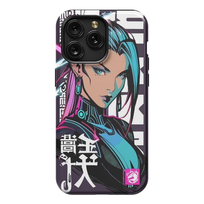 iPhone 15 Pro Max StrongFit Cyberpunk Neon Woman by LM2Kone