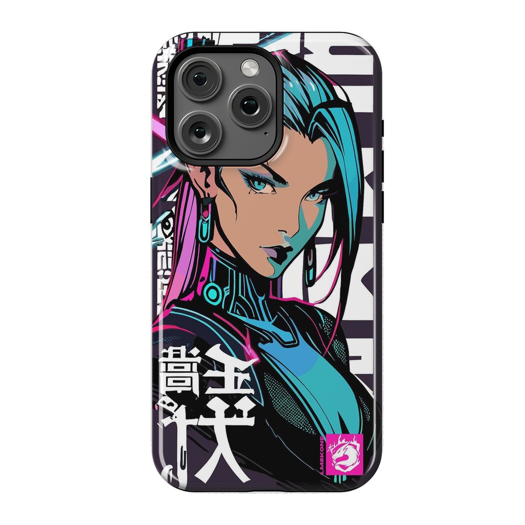 iPhone 15 Pro Max StrongFit Cyberpunk Neon Woman by LM2Kone