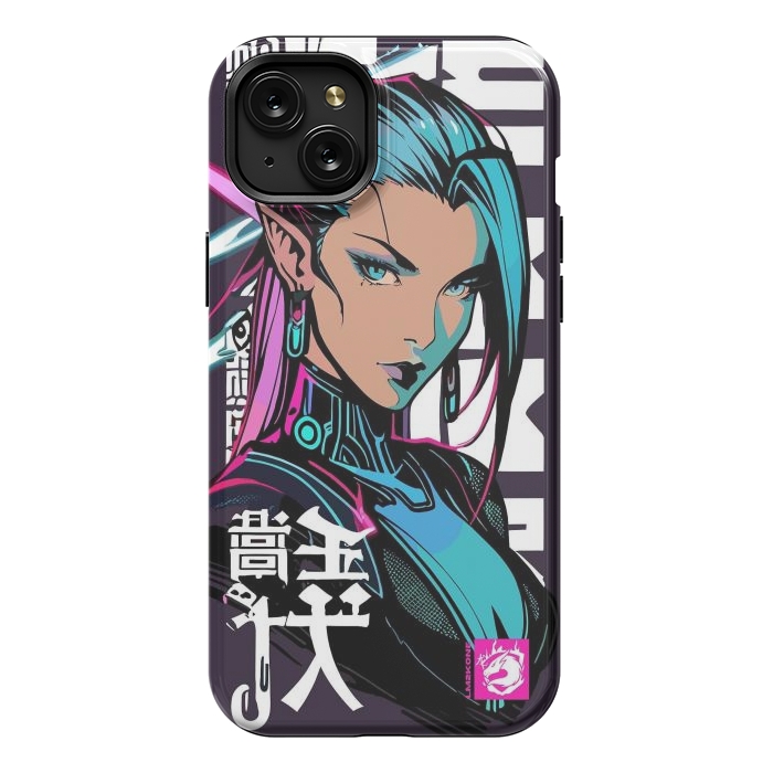 iPhone 15 Plus StrongFit Cyberpunk Neon Woman by LM2Kone