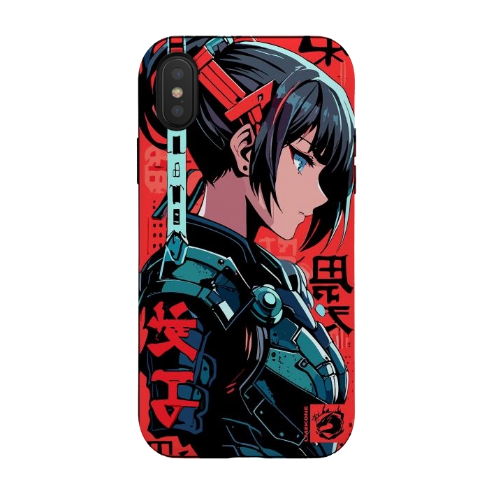 iPhone Xs / X StrongFit Cyberpunk Kanji Woman by LM2Kone