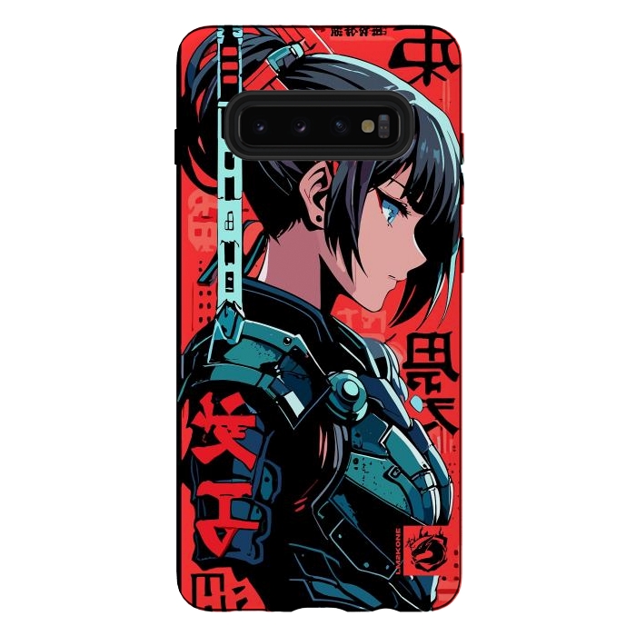 Galaxy S10 plus StrongFit Cyberpunk Kanji Woman by LM2Kone