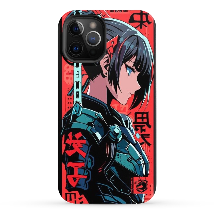 iPhone 12 Pro Max StrongFit Cyberpunk Kanji Woman by LM2Kone