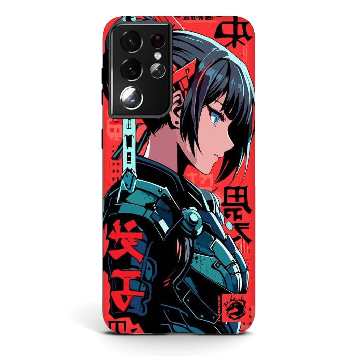 Galaxy S21 ultra StrongFit Cyberpunk Kanji Woman by LM2Kone