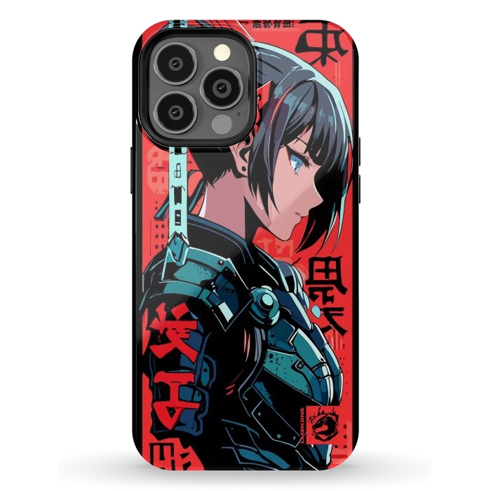 iPhone 13 Pro Max StrongFit Cyberpunk Kanji Woman by LM2Kone