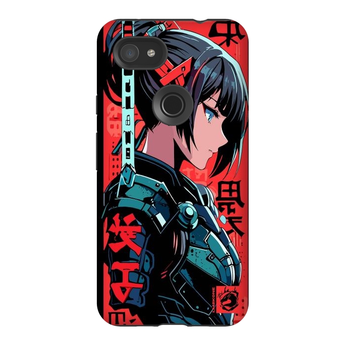 Pixel 3AXL StrongFit Cyberpunk Kanji Woman by LM2Kone