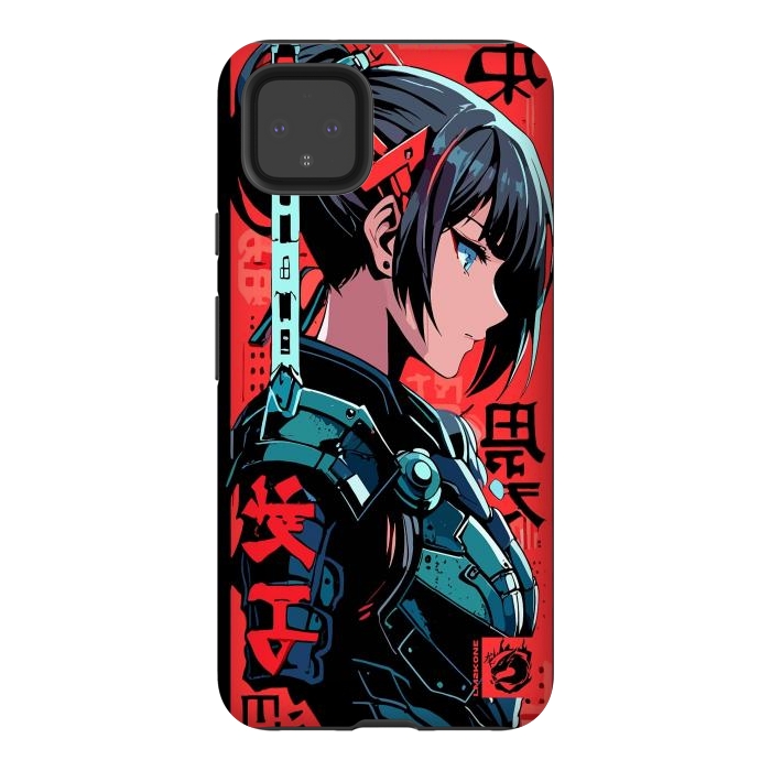 Pixel 4XL StrongFit Cyberpunk Kanji Woman by LM2Kone