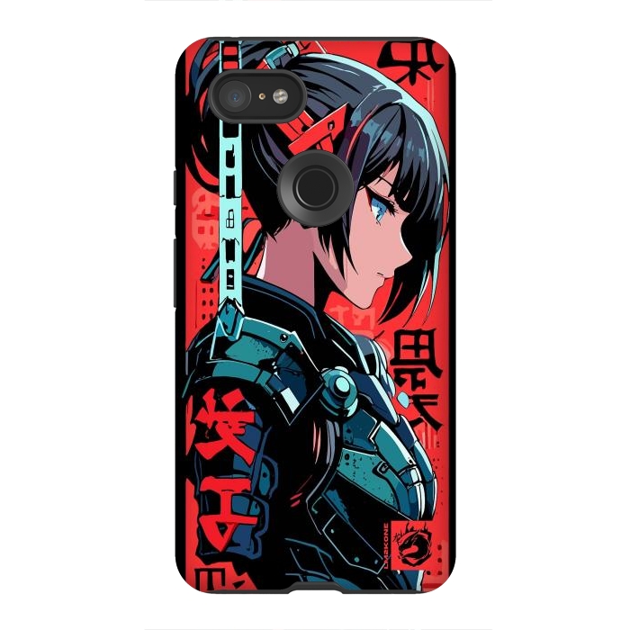 Pixel 3XL StrongFit Cyberpunk Kanji Woman by LM2Kone