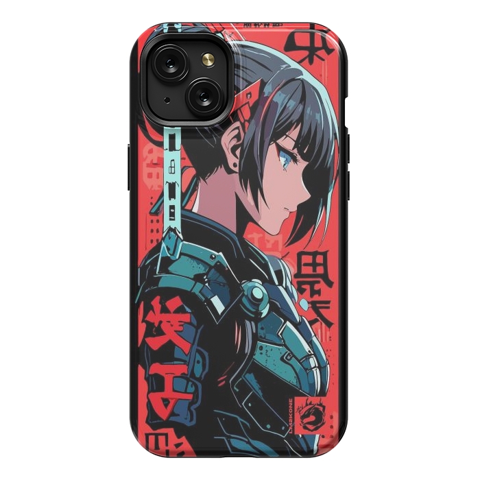 iPhone 15 Plus StrongFit Cyberpunk Kanji Woman by LM2Kone