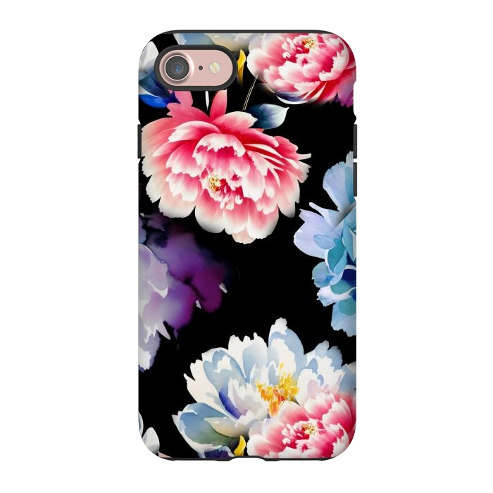 iPhone 7 StrongFit Colorful watercolor peonies - painted flower petals by Oana 