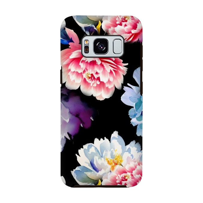 Galaxy S8 StrongFit Colorful watercolor peonies - painted flower petals by Oana 