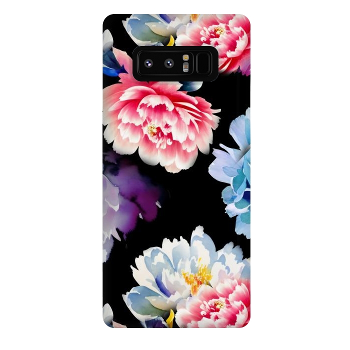 Galaxy Note 8 StrongFit Colorful watercolor peonies - painted flower petals by Oana 