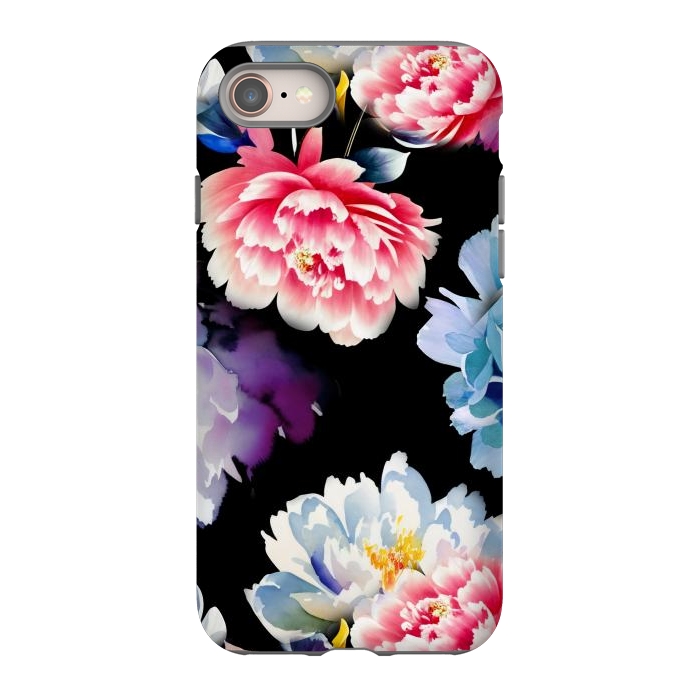 iPhone 8 StrongFit Colorful watercolor peonies - painted flower petals by Oana 