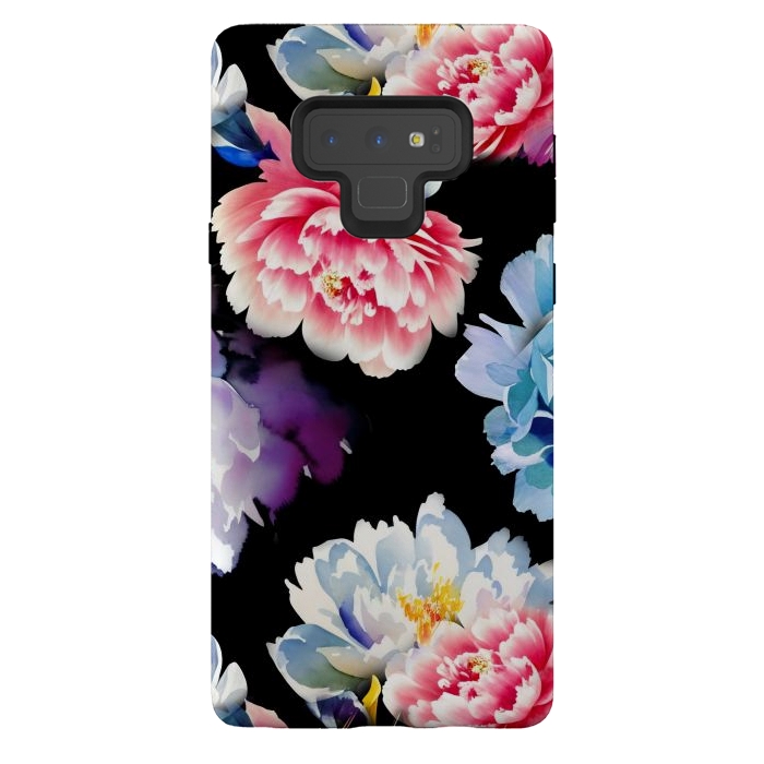 Galaxy Note 9 StrongFit Colorful watercolor peonies - painted flower petals by Oana 