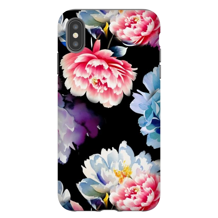 iPhone Xs Max StrongFit Colorful watercolor peonies - painted flower petals by Oana 