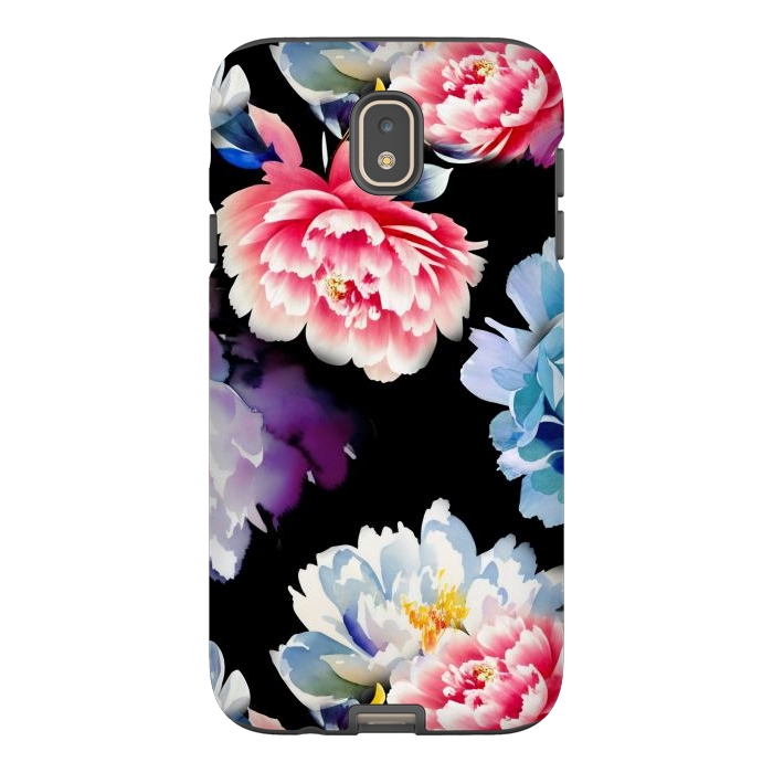 Galaxy J7 StrongFit Colorful watercolor peonies - painted flower petals by Oana 