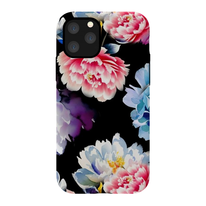 iPhone 11 Pro StrongFit Colorful watercolor peonies - painted flower petals by Oana 