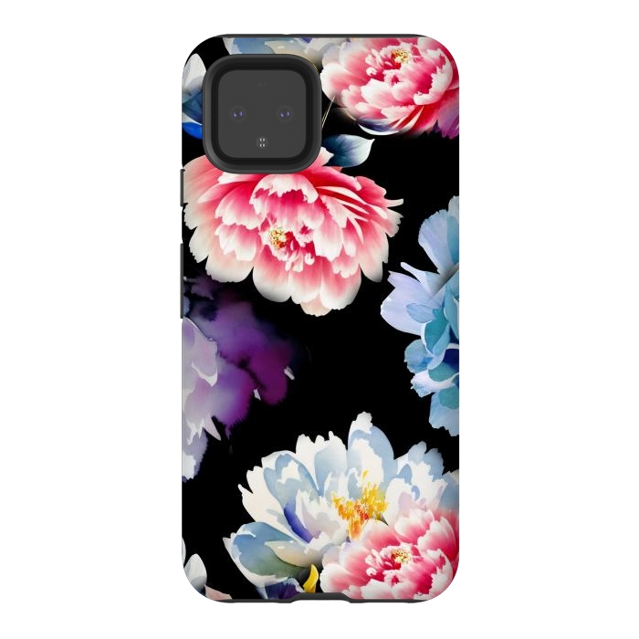 Pixel 4 StrongFit Colorful watercolor peonies - painted flower petals by Oana 