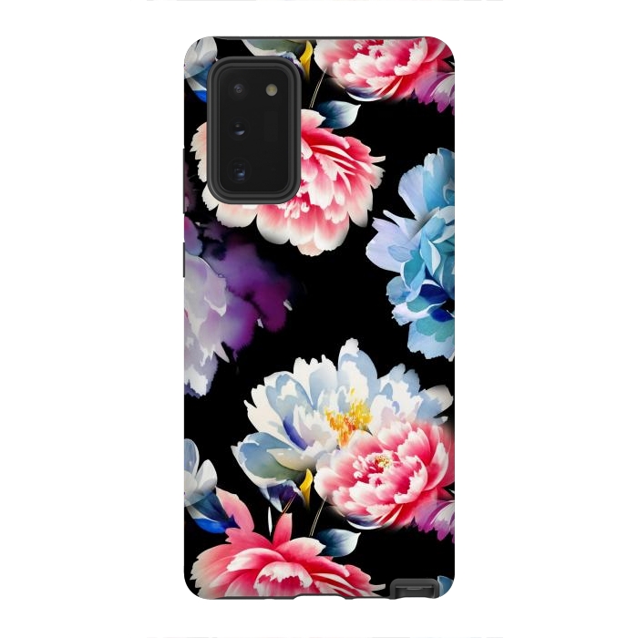 Galaxy Note 20 StrongFit Colorful watercolor peonies - painted flower petals by Oana 