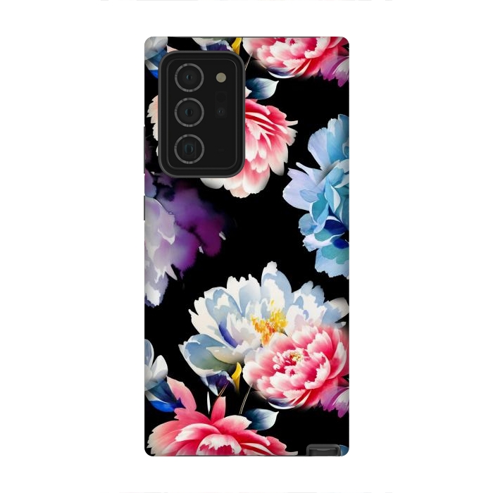 Galaxy Note 20 Ultra StrongFit Colorful watercolor peonies - painted flower petals by Oana 