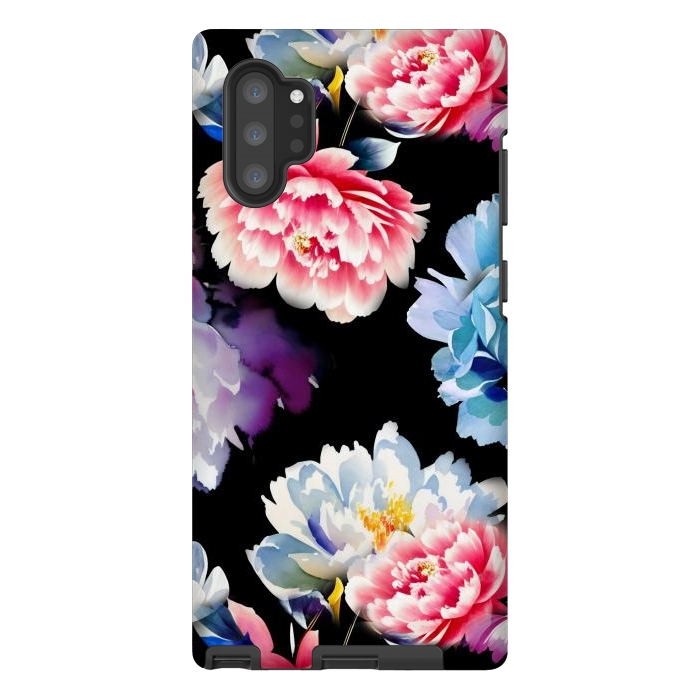 Galaxy Note 10 plus StrongFit Colorful watercolor peonies - painted flower petals by Oana 