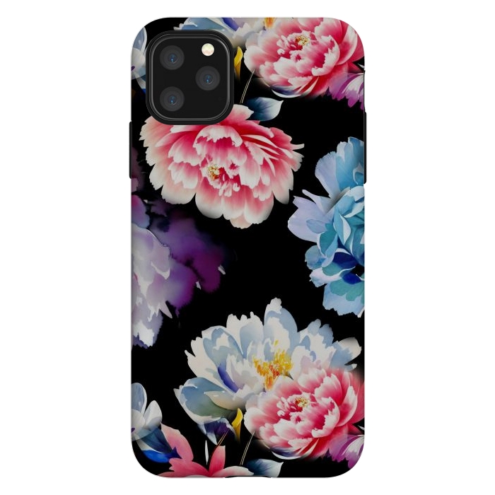 iPhone 11 Pro Max StrongFit Colorful watercolor peonies - painted flower petals by Oana 