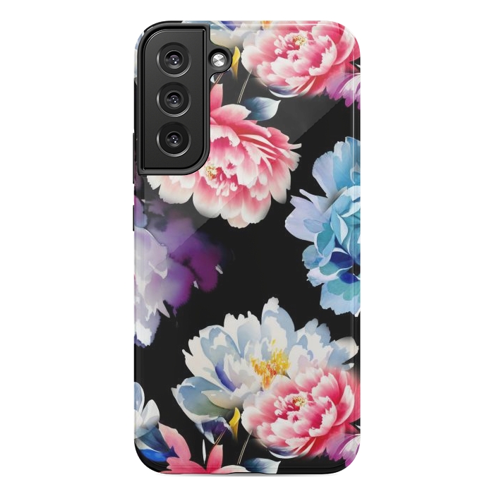 Galaxy S22 plus StrongFit Colorful watercolor peonies - painted flower petals by Oana 